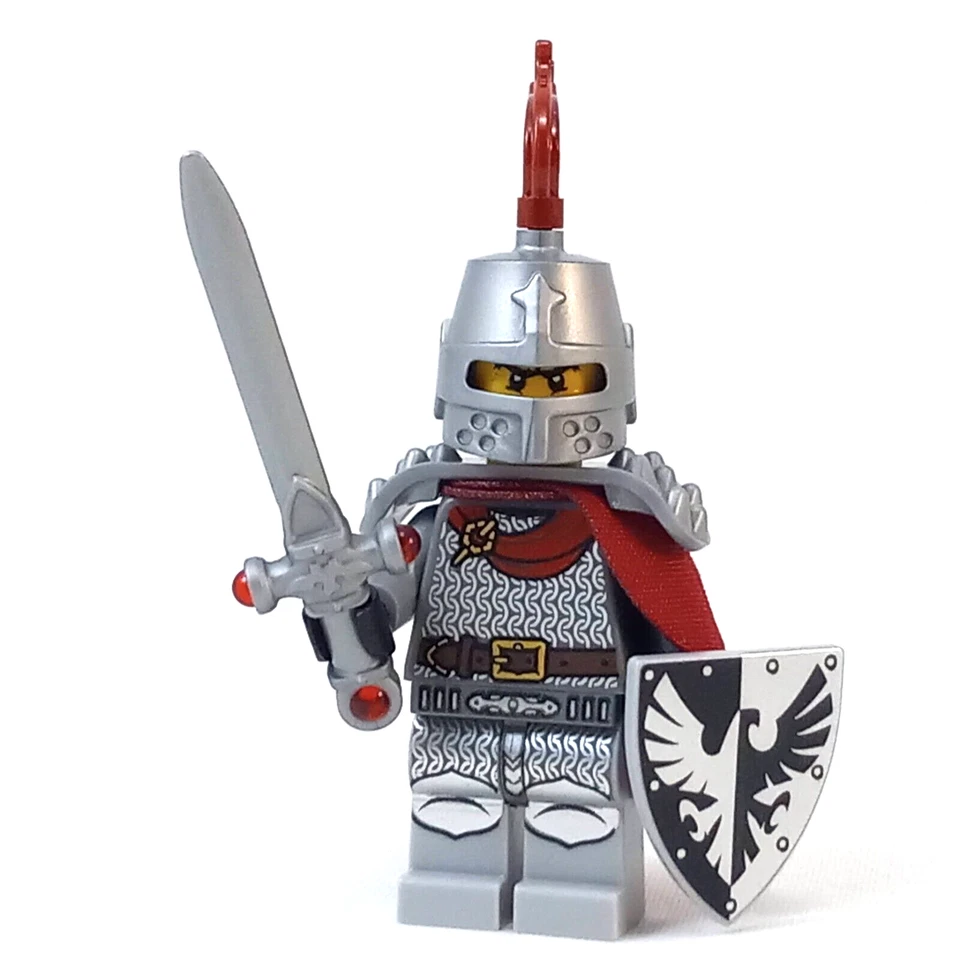 LEGO Castillo Caballero Halcón Rojo BAM Minifigura Escudo Medieval Halcones Negros Armadura Foto 2 de 4