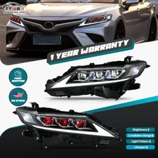 Red Devil Eye LED Headlights Fit For Toyota Camry 2018-2024 Printed Front Lamps