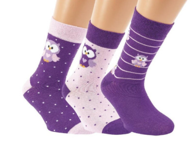 3 Paar RS by Riese Harmony Kinder Mädchen Socken Eule lila NEU Gr. 27 - 38