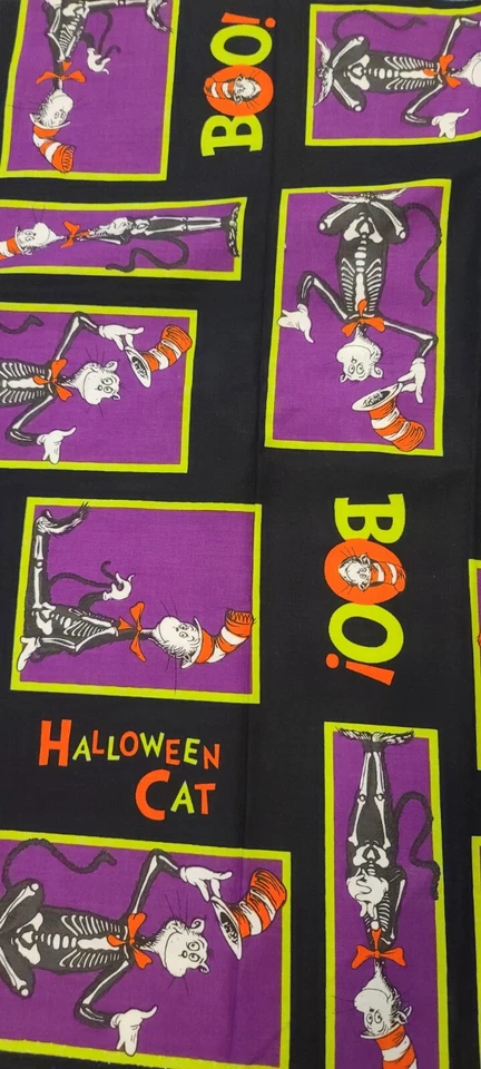 TELA HALLOWEEN Gato en el SOMBRERO Kaufman Spooktacular Seuss 15304 4,8 yardas en total Foto 2 de 3