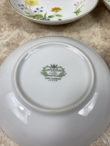 VTG CASTLECOURT China April Flowers Japan 5-1/2” Saucer Bowls Set of 6 - Picture 7 of 8