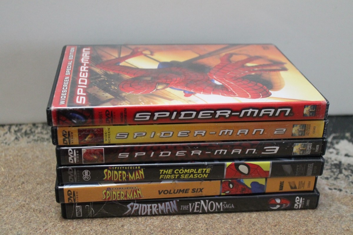6 Spider-Man DVDs--Venom saga; complete first season; +4