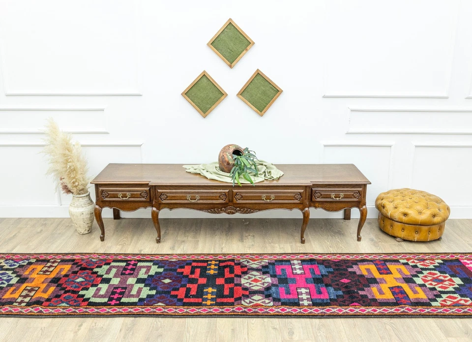 Vintage Gipsy Runner 2.9x14.9 ft – Hot Pink, Navy, Gold – Maximalist Entry Decor - Image 3 of 4