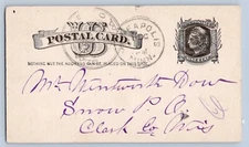 Snow Wisconsin WI Clark Co 1882 Double Ring CDS Cancel DPO 1880-1900 Postal Card