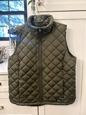 Lands End Womens Large 14/16 Green Full Zip Quilted Puffer Vest Polyester