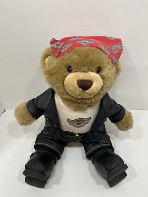 Harley Davidson Motorcycle Biker Teddy Bear Brown Plush Stuffed Animal Toy 2003