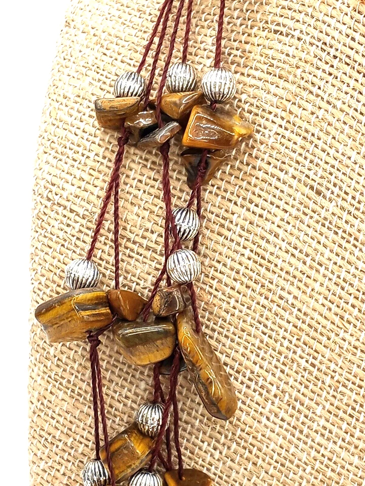 Collar de colección Avon 3 hilos ojo de tigre con pulsera a juego sin marca Foto 3 de 4