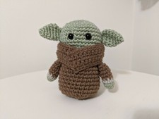 Baby Yoda The Child Inspired Crocheted Plush Stuffed Doll Figurine/Toy, 6" Tall