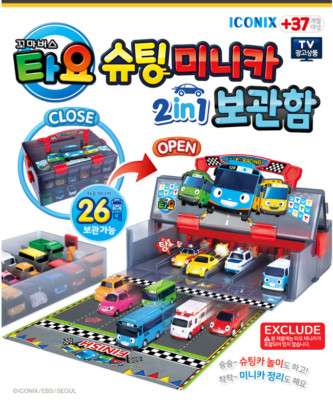 ICONIX The Little Bus Friends Tayo Shooting Mini Car Storage Box 2 in 1 Genuine