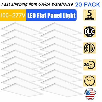 20 Pack 2x4 Commercial LED 5000K Dimmable Drop Ceiling Flat Panel Troffer Light