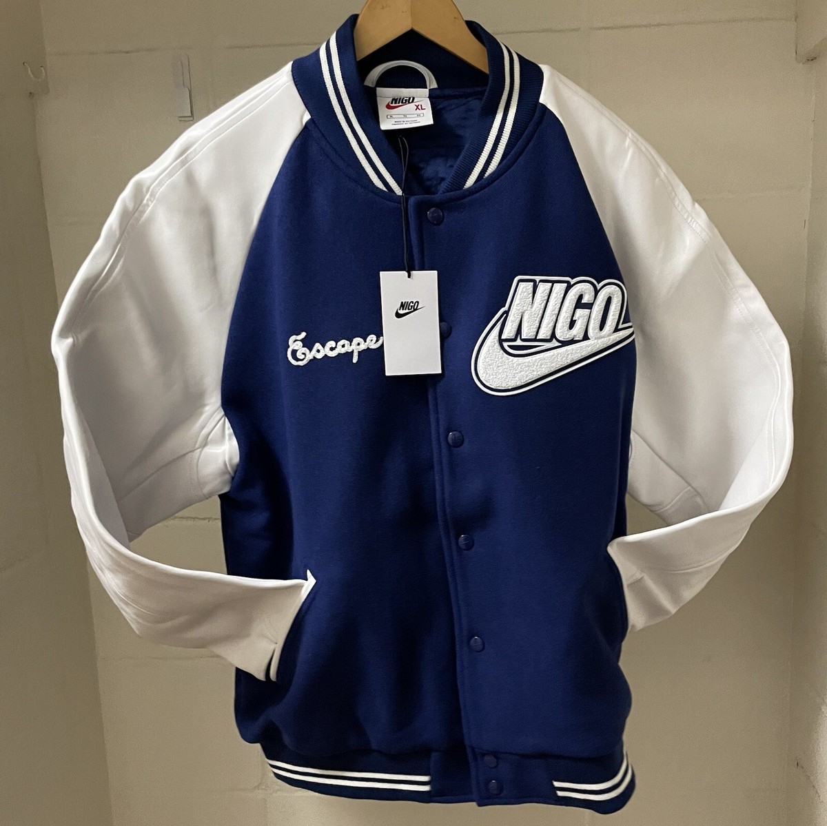 NIGO Nike NRG Varsity Jacket FV-5670 Blue Size XL Extra NIGO Nike NRG Varsity Jacket FV-5670 Blue Size XL Extra