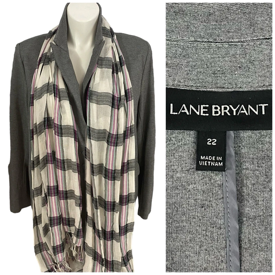 Blazer Lane Bryant Mujer 22 Gris Jersey Tejido Básico Trabajo Oficina Informal Chaqueta 3X Foto 3 de 4