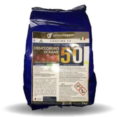 OSSICLORURO DI RAME 50% CONSENTITO IN AGRICOLTURA BIOLOGICA 1 kg 5 kg VERDERAME