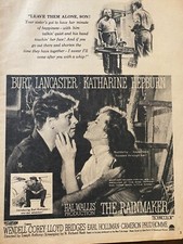The Rainmaker, Katharine Hepburn, Burt Lancaster, Full Page Promotional Ad, aa