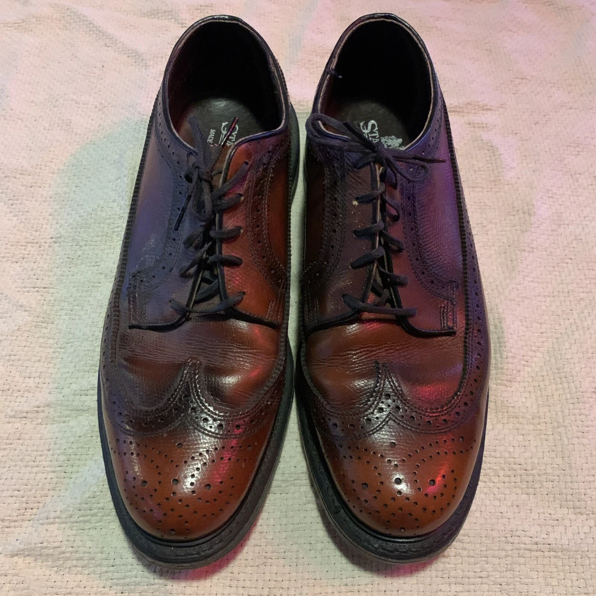 Stafford Vintage Men’s Burgundy Slip on Wingtip Loafers Size 8 1/2 Meade in USA Stafford Wing Tip-Men main image 2