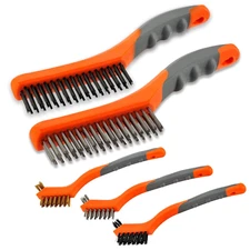 Wire Brush Set 5PCS, Nylon/Brass/Stainless Steel/Carbon Steel Bristles Wire Scra