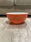 Pyrex Golden Pinecone Holly Leaf 4 qt Large Mixing Bowl  #404 Red Christmas 1960