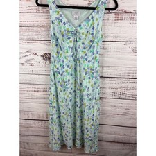 Womens Ann Taylor LOFT Y2K Light Blue Floral Midi Sleeveless Dress Whimsy Sz 4