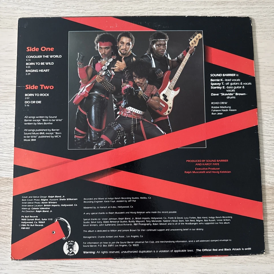 RARE Sound Barrier - Born To Rock 1984 Vinyl Pit Bull Records PBR-002 w/Insert Foto 2 de 4