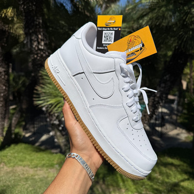 white air forces with tan bottom