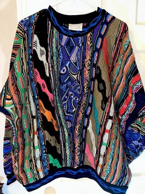 Vintage COOGI Australia XL Sweater 90s Multicolor Textured Knit Authentic 