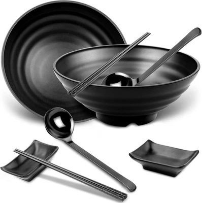 LONELY HIGH HEELS 2 Stück Ramen Schüssel Set 1020ml Ramen Bowl Set Schwarz Bowl Schüssel Groß Jap