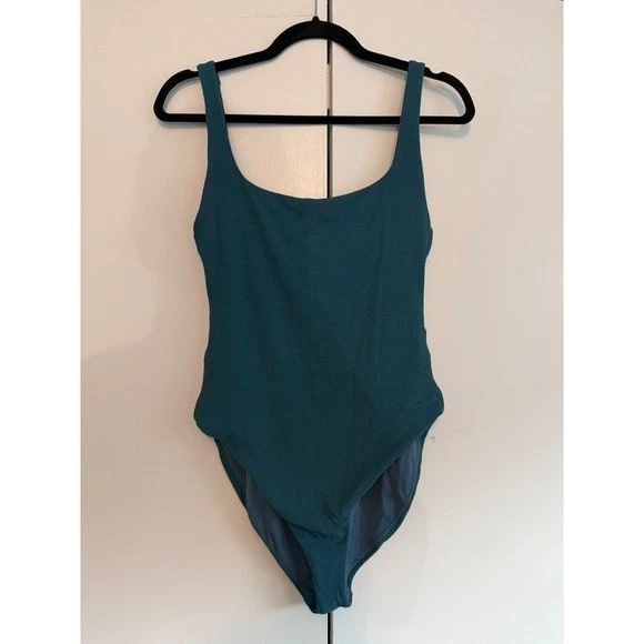 Traje de baño Nuuds hilado verde azulado de una pieza con textura arrugada para mujer grande L Foto 2 de 4