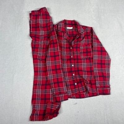 UGG Womens XS Red Plaid Flannel Pajama Set Sleepwear Button Front Christmas