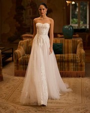 Designer Beaded Lace Wedding Dress Wedding Dress 32-60 Straps Small Train