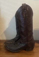LARRY MAHAN Vintage Dark Brown Leather Cowboy Boots Size Code 380, Womens 8C