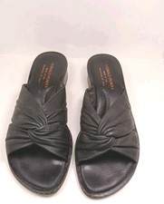 Donald J Pliner Women's Black Twist Leather Mules Made In Mountain of ITALY