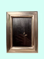 heavy Rectangular Photo Frame Black Center Silver Edge 8x6 Inches Tabletop