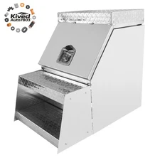 Aluminum Side Mount Semi Truck 25x28x18" Tool Box Saddle Step Open Wide Lid