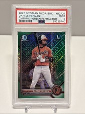2022 Bowman Mega Box Green Mojo Refractor #’d 7/99 Darell Hernaiz PSA 9