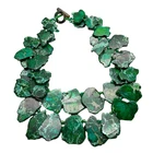 2 Rows Green Sea Sediment Jasper Statement Necklace Handmade  Necklaces For Part