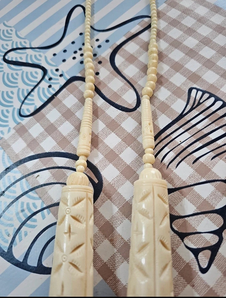 Collana Vintage  In Osso , Lavorata A Mano - Immagine 4 di 4