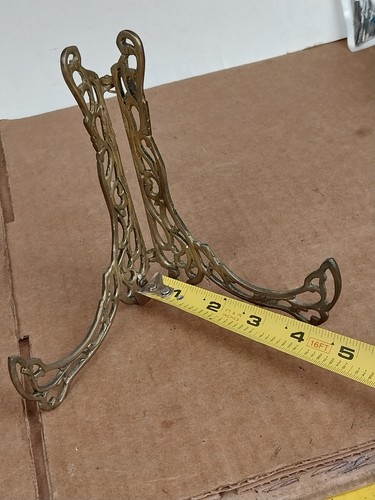Vintage Gold Brass Folding Easel Plate Picture Display Stand 6" - Picture 7 of 8