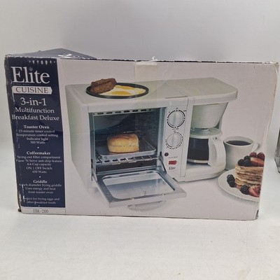 Elite Cuisine 3 in 1 Multifunction Toaster Oven Coffee Maker Griddle EBK-200