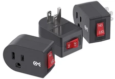 [ETL Listed] Cable Matters 3-Pack Grounded Outlet Switch with on Off, Plug Switc