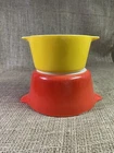 Pyrex Stacking Cinderella Casserole Dish Set-1950s Vintage, Solid Red & Yellow