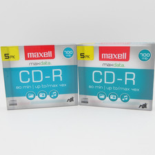 Maxell MaxData CD-R 2 Packs of 5 Recordable Compact Discs 80 Min 48X 700mb