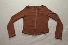 Shein Shirt Women's Medium Minimalist Preppy Academia Office Lounge Indie Brown