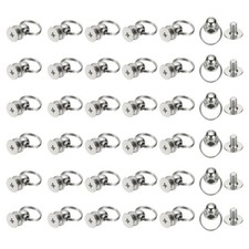 60 Pcs 0.31" Screwback Round Head Rivet with Single Ring , White