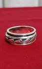 Vtg Wave Scroll Oxidized Design Sterling Silver Band Ring  Size 9  Spinner Ring