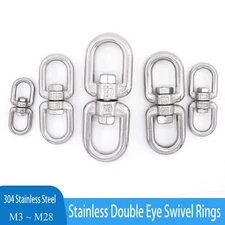 Stainless Double Eye Swivel Rings Dog Leads Anti Tangle Hooks Boat Rope Chain