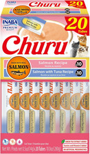 Salmon Churu Cat Treats, Lickable, Squeezable Creamy Pur e Cat Treat with Green