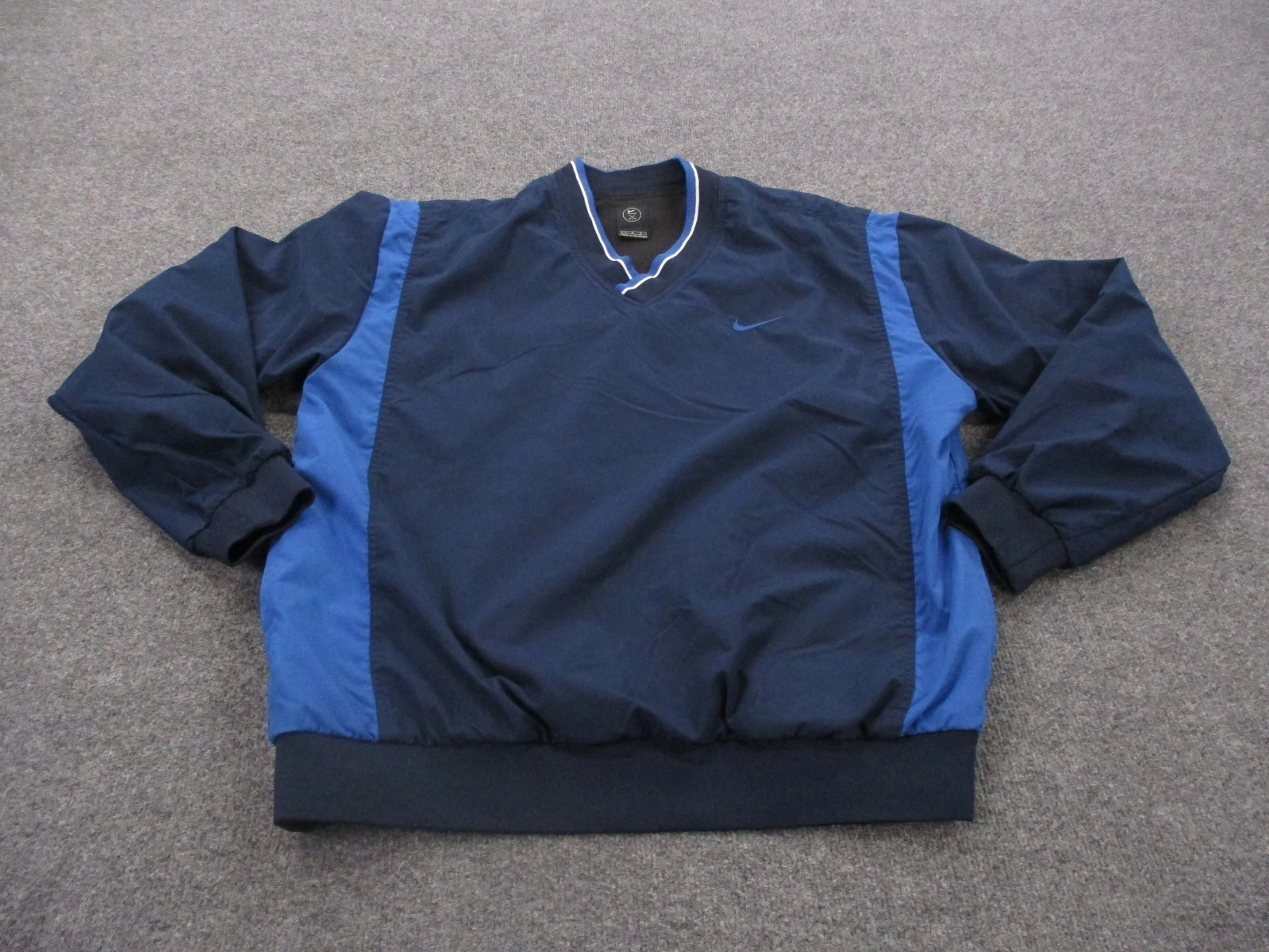 Nike Jacket Mens L Blue Lined Golf Pullover Athletic Swoosh Logo Track Retro