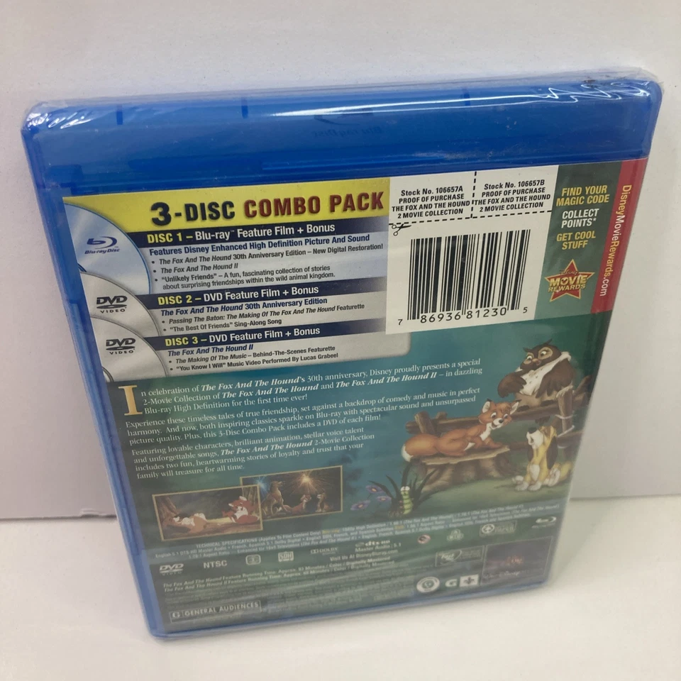 The Fox and the Hound Fox +  Hound II 2 Blu-ray + DVD 3-Disc 30th Anniversary Ed - Image 2 of 2