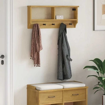 Porte-manteau mural SANDNES 87x12x35 cm bois massif pin vidaXL - Photo 1/2