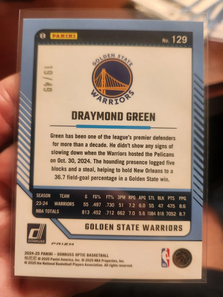 Donruss Optic Draymond Green #129 Optic Fast Break Blue 2024-25/49 Foto 2 de 2